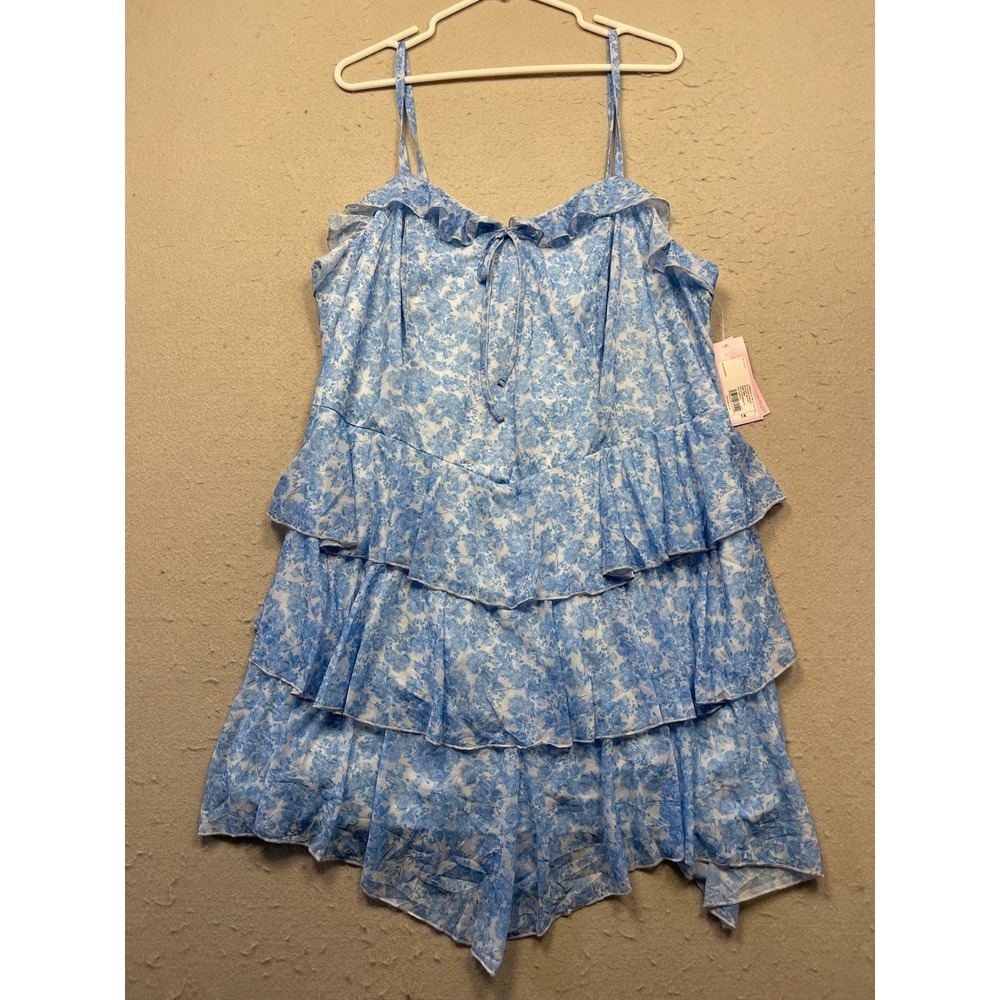 Wild Fable Mini Dress Floral Blue 1X Womens